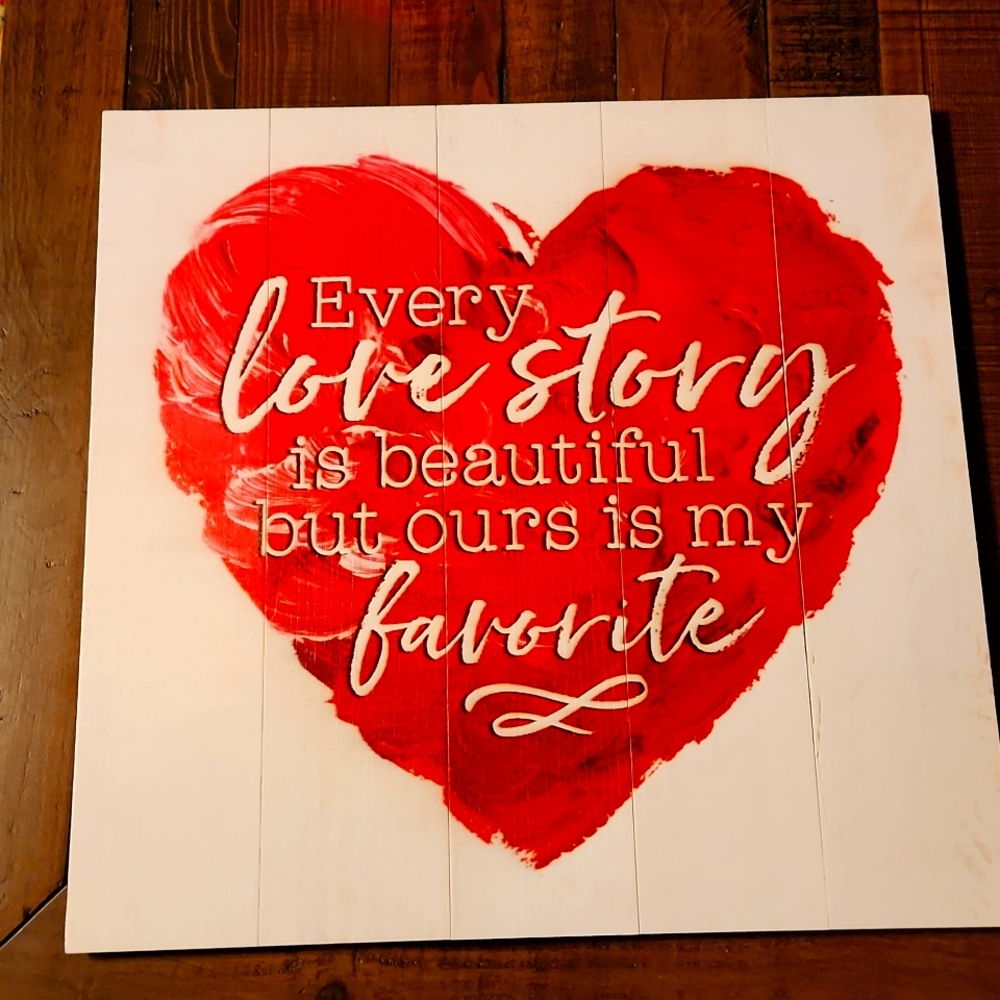 18x18 Hearts Beautiful Love Story Wood Plank Wall Decor Handmade Orginal